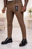 BraveMen - Coffee Brown Textured Sport Pants - Slimfit