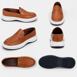 LUXURY - Genuine Leather - Casual loafer - COGNAC AND WHITE - SPORT SHOE