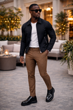 BraveMen - Coffee Brown Textured Sport Pants - Slimfit