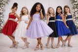 KT-PERA - Royal Blue-  Sleeveless Fit-and-Flare Tulle Party Dress- 2-12 - Elegant Sleeveless Flower Girl Dress with Layered Skirt
