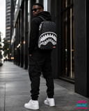 PRE-SALE - Sprayground - BLACK AND WHITE DRIP CHECK SHARK BACKPACK -B8553