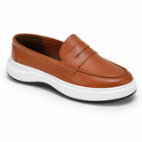 LUXURY - Genuine Leather - Casual loafer - COGNAC AND WHITE - SPORT SHOE