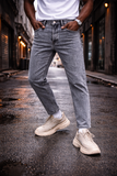Denim BRO - light grey acid - MEN'S STRAIGHT PANTS BAGGY -FIT- Model #:2330 - Euro Lycra Denim
